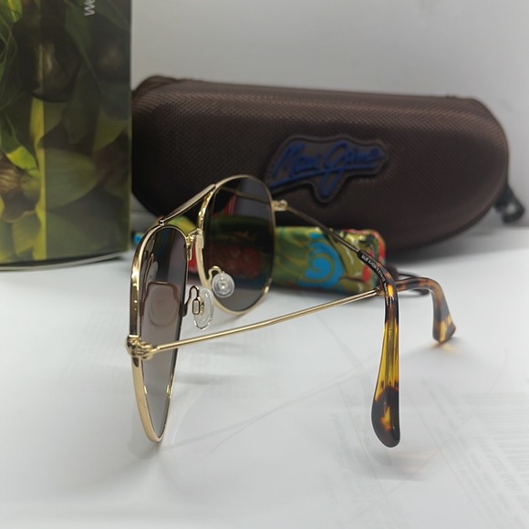 Brand New Maui Jim Polarized Aviator double bridge Gold with Gradient Brown lens - Picture 6 of 7